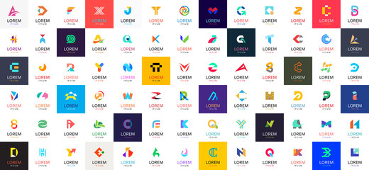 abstract logos collection with letters. geometric abstract logos. icon design