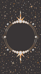 Wall Mural - ornate celestial card template. festive dark vector astrological background with a copy space. round