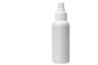 Matted opaque plastic white bottle with disinfectant spray spray, health care hygiene product container, isolated object on white background with copy space, nobody.