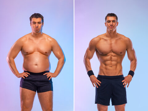 awesome before and after weight loss fitness transformation. the man was fat but became athlet. fat 