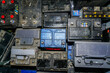top view of many used car batteries for recycling
