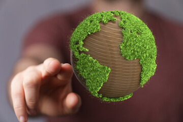 illustration with bold world map in green color