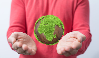 ecology concept of green earth globe made of leaves