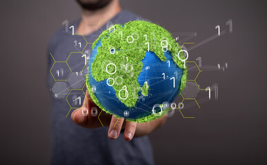 volumetric green recycling sign 3d digital