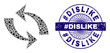 © imagecatalog - Geometric mosaic refresh, and #Dislike rubber stamp seal. Violet stamp seal includes #Dislike title inside round form. Vector refresh mosaic is organized with random spheric, triangle,