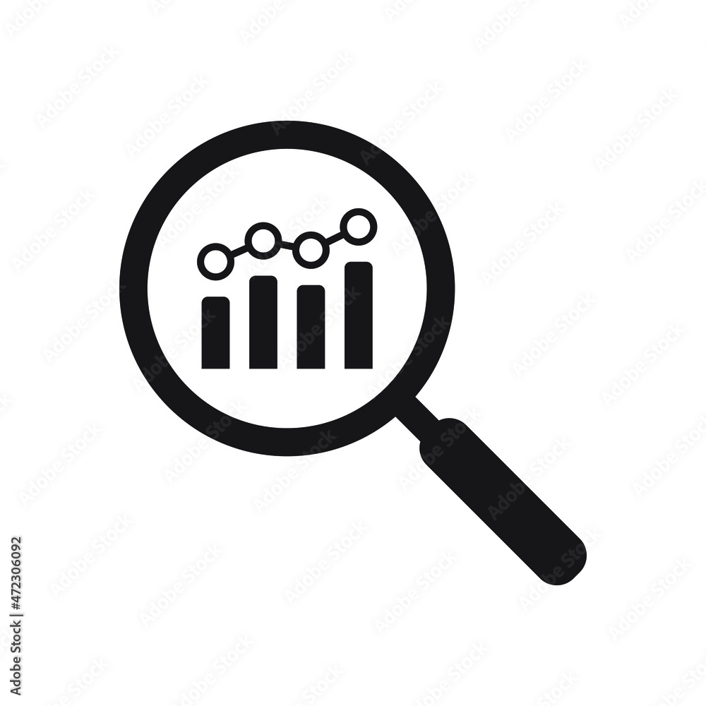 Research Income Icon Business research icon. View financial analytics or metrics research ...
