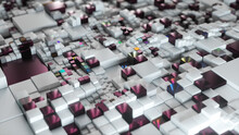 Abstract Background. 3d Black White Cubes. Futuristic Concept Of Network, Data, Digital. 3d Illustration