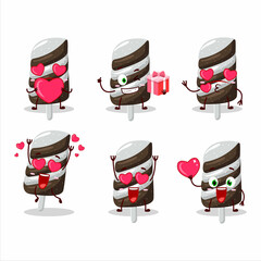 Sticker - Gummy candy chocolate milk cartoon character with love cute emoticon