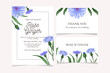 wedding invitation suite with blue corn flower watercolor