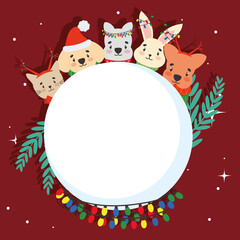 Wall Mural - christmas pets poster