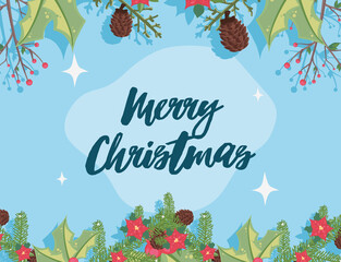 Poster - merry christmas card with mistletoe