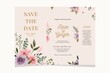 wedding invitation set with pink floral watercolor