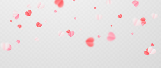 abstract background i adore on a white background, huge and small pink hearts are sprinkled for vale