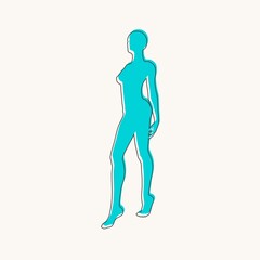 Poster - Front view human body silhouette of an adult female