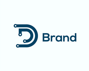 d digital connection cable monogram logo template illustration