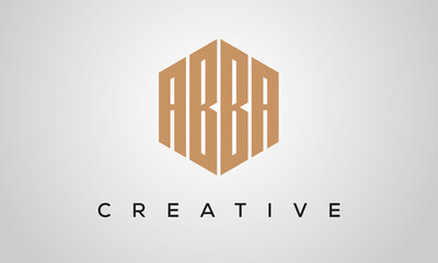 letters ABBA creative polygon hexagon logo victor template	