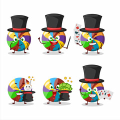 Wall Mural - A rainbow candy Magician cartoon character perform on a stage