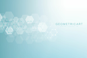 Modern futuristic background of the scientific hexagonal pattern. Virtual abstract background with particle, molecule structure for medical, technology, chemistry, science. Social network vector