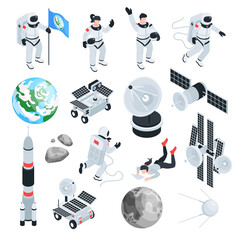 Wall Mural - space isometric set