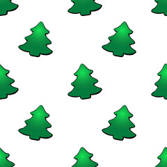 Wall Mural - Vector seamless pattern with color fir, pine, xmas tree, in flat style. Bright backgrounds and textures for Merry Christmas and happy New Year