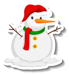 Poster - Winter snowman cartoon sticker