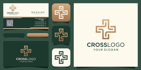 Wall Mural - Medical cross Logo and Health Pharmacy Icon Design Vector Template