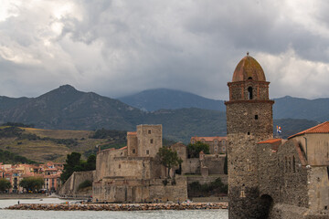 Sticker - Old town of Collioure, France, a popular resort town on Mediterranean sea