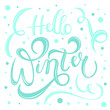 © Elena - Vector Light blue lettering hello winter snow abstract banner with swirls