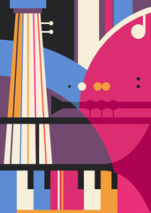 Wall Mural - Abstract poster with different music instruments. Creative placard design in flat style.