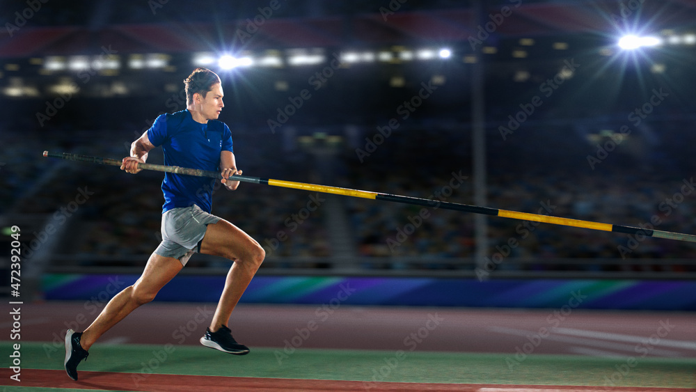 Pole Vault Jumping: Professional Male Athlete on World Championship ...
