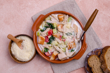 Wall Mural - Traditional pasta with poultry and vegetables