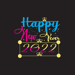 Wall Mural - Happy new year 2022 typography vector design template ready for print