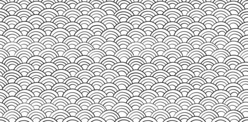 Papier Peint - Traditional japanese seigaiha ocean waves. Seamless Pattern for your design