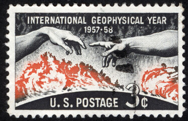 Wall Mural - United States postage stamp. United States historical stamp. A postage stamp printed in USA.