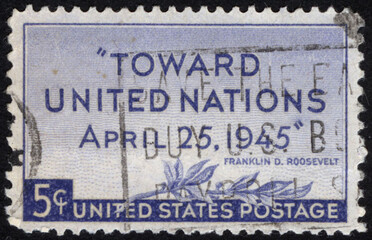 Wall Mural - United States postage stamp. United States historical stamp. A postage stamp printed in USA.