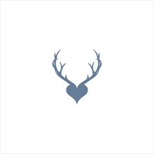 Deer Antler Logo Vector Template Heart