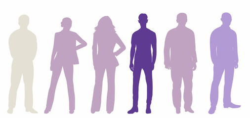 Wall Mural - people stand silhouette vector, isolated