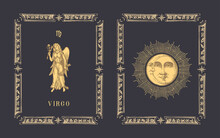 Virgo Zodiac Symbol, Horoscope Card In Vector.