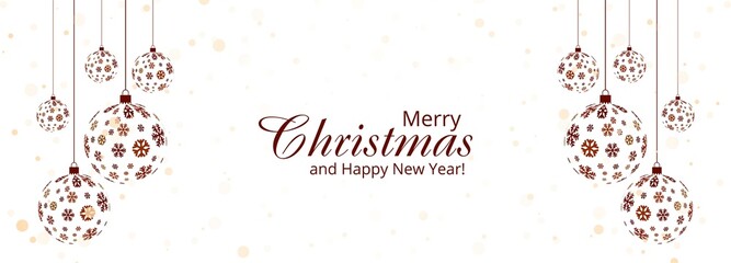 Merry Christmas ball and happy new year banner vector