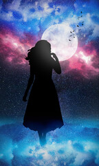 Galaxy woman silhouette art