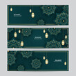 © SyahCreation - Set of Ramadan Kareem banner background. Gold lantern moon and abstract luxury islamic pattern elements background