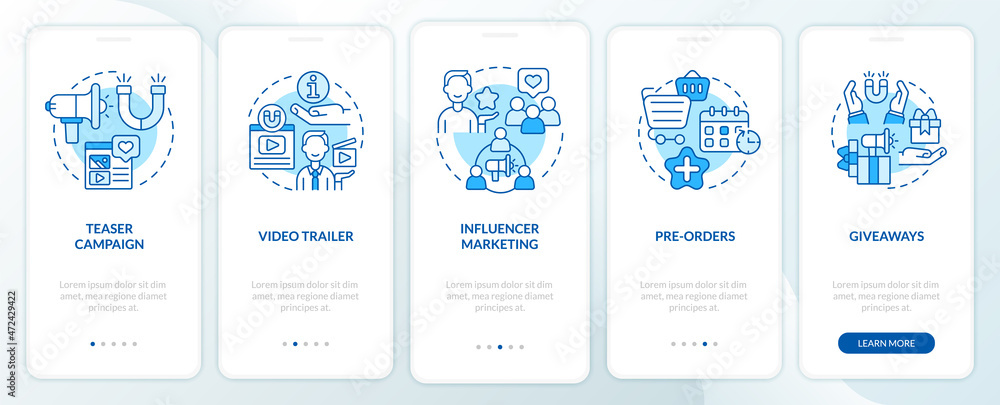 Startup advertising strategy tips onboarding mobile app page screen ...