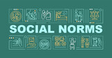 Fototapeta  - Social moral norms green word concepts banner. Public culture rules. Infographics with linear icons on green background. Isolated creative typography. Vector outline color illustration with text