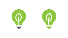 Green Leaf Light Bulb Logo Design