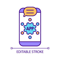 Sticker - Mobile app permissions device settings RGB color icon. Access to personal data limit. Digital privacy protection. Isolated vector illustration. Simple filled line drawing. Editable stroke