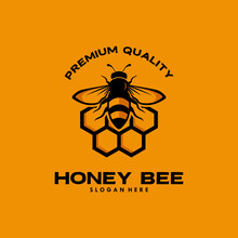 Vintage Honey Bee Logo Template Illustration Vector Graphic