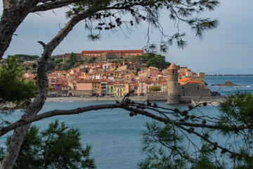 Sticker - Old town of Collioure, France, a popular resort town on Mediterranean sea