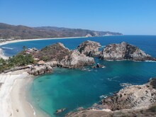 The Paradisiacal Beach Of Maruata, Located On The Coast Of Michoacan, Mexico. An Earthly Paradise Still Virgin.
