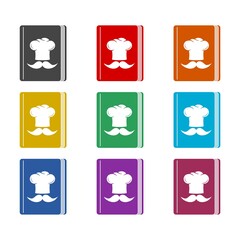 Sticker - Cookbook icon isolated on white background, color set