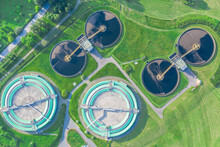 Aerial View Of Modern Industrial Sewage Treatment Plant
